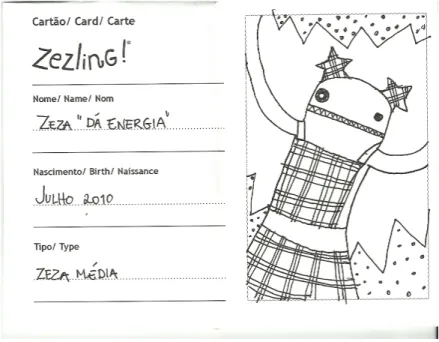 Figura 5 – Cartão de identificação de uma Zeza da Zezling!.