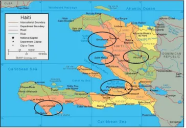 Figura 1 - Mapa das regiões de origem dos haitianos