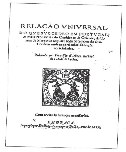 Figura 3 – Frontispício de uma das  publicações de Manuel Severim de Faria 
