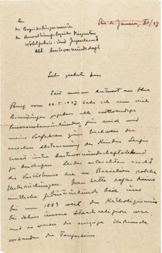 Figura 2 - Manuscrito da carta de Sérgio Buarque de Holanda em resposta às  autoridades alemãs (Buarque, 2014, p