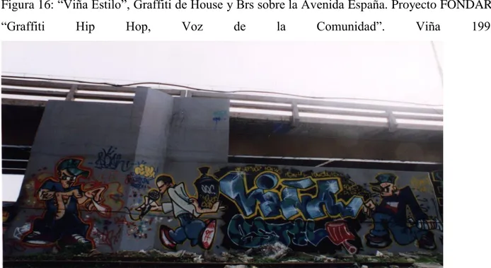 Figura 16: “Viña Estilo”, Graffiti de House y Brs sobre la Avenida España. Proyecto FONDART 