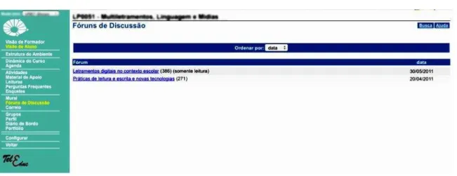 Figure 4  – Discussion Forum TelEduc  –  opening page (example). 