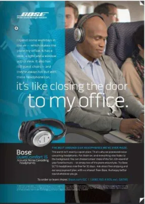 Fig. 1: Advertisement from BOSE headphones and headsets in Southwest Airlines in-flight magazine  (Spirit, January/2014, p.9)