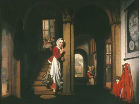 Illustration 8. The Eavesdropper (MAES, 1657). Oil on canvas. Dordrechts Museum (on loan from the  Rijksdienst Beeldende Kunst of The Hague)