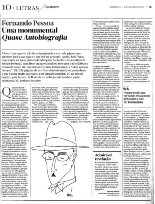 Figura 36 - Peça jornalística 5: “Fernando Pessoa – Uma monumental Quase Autobiografia”, edição de março de 2011