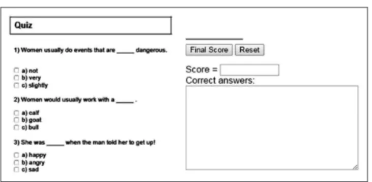 Figura 3 – Exemplo de Quizz no portal Ello e  submissão de respostas no portal ESL-LAB