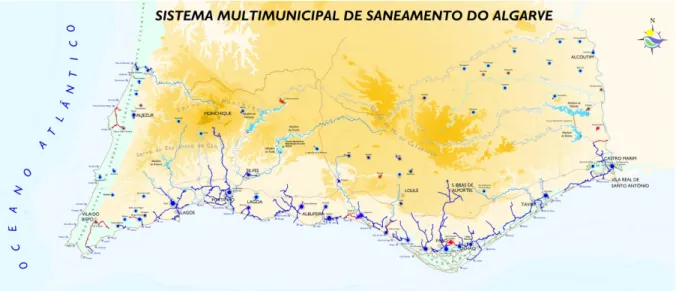 Figura 4.1 - Localização e distribuição das ETAR no Algarve. Fonte: (Águas do Algarve, S.A., 2016) 