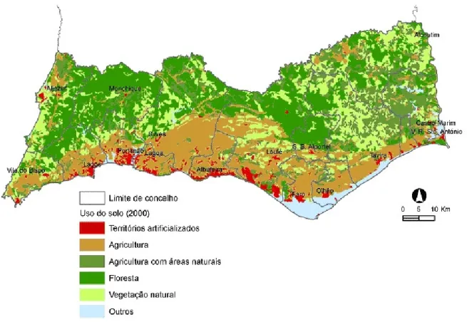 Figura 5.1-Uso do Solo da região do Algarve. Fonte: (Agência Portuguesa do Ambiente, 2016) 