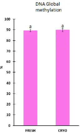 Figure 3.3 Global DNA methylation of European eel sperm. Fresh- Fresh sperm samples  and CRYO- Cryopreserved sperm samples