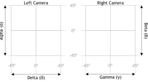 Figure 2.1- Illustration of an example of the left and right camera images with the respective angles