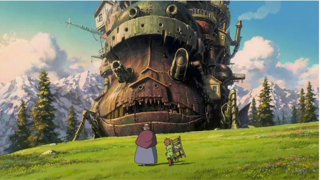 Figura 2 – Hayao Miyazaki: Hauru no Ugoku Shiro, 2004 (frame do filme)  Fonte: https://static.hummingbird.me (consultado a 14-05-2016) 