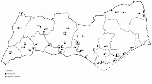 Fig. 5. Localização de necrópoles e sepulturas isoladas. 