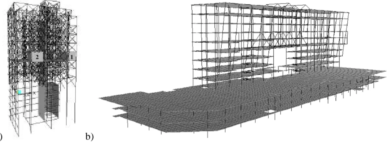 Fig. 5  3D FEM models used for assessing vibration in different rooms. 