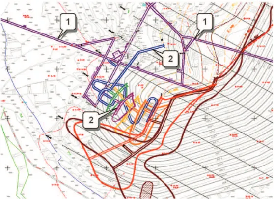 Figure 2 shows the mine layout with the  existing and newly designed mine 