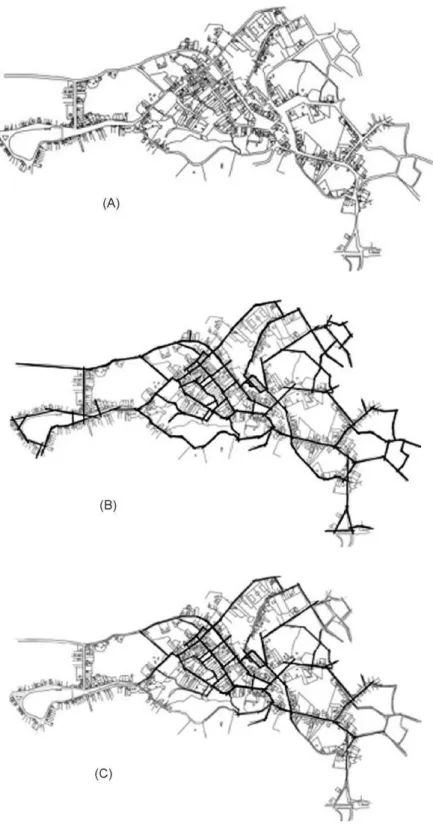 Figure 1 - Process of drafting the axial map for the city of Tiradentes (MG) 1