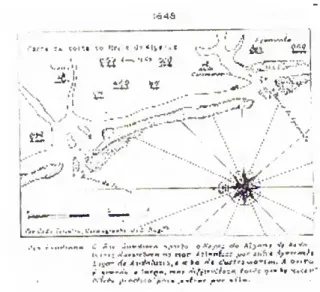 Fig. 9 - llhas-barreira e penínsulas em frente ao canal estuarino do rio Guadiana, de acordo  com mapa histórico
