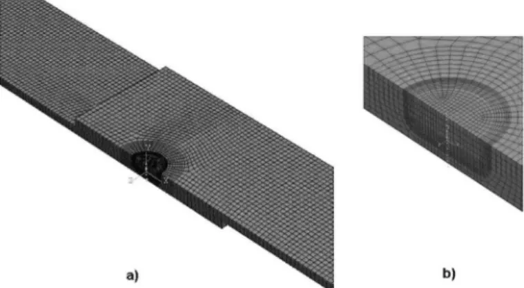 Figure 14. Aspect of the mesh created in the model containing  a detail of the region of interest.