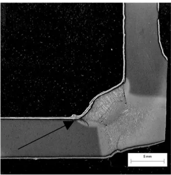 Figure 8. Location of crack initiation (arrow).