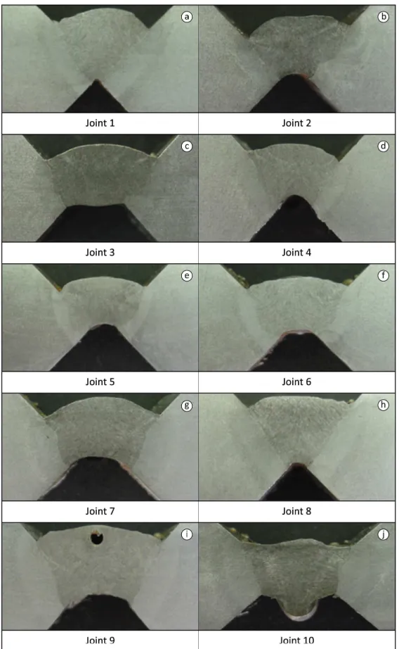 Figure 3. Macrographs of the welded joints.