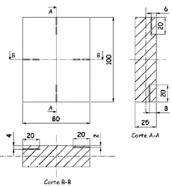 Figura 3.  Desenho técnico do bloco A1 (dimensões em mm). Fonte: elaborado pelo autor.