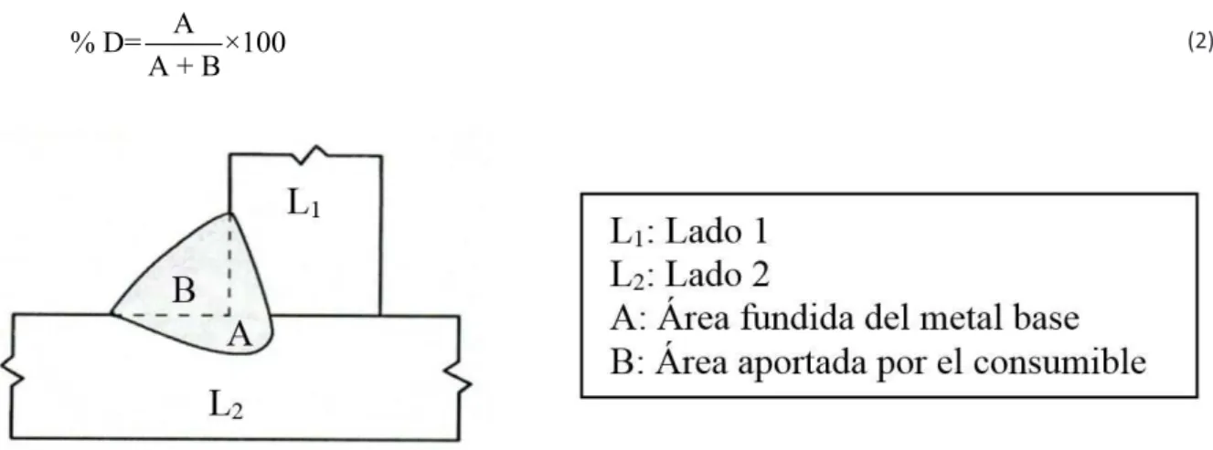Figura 4.  Esquema de las áreas tomadas para el cálculo de la dilución.