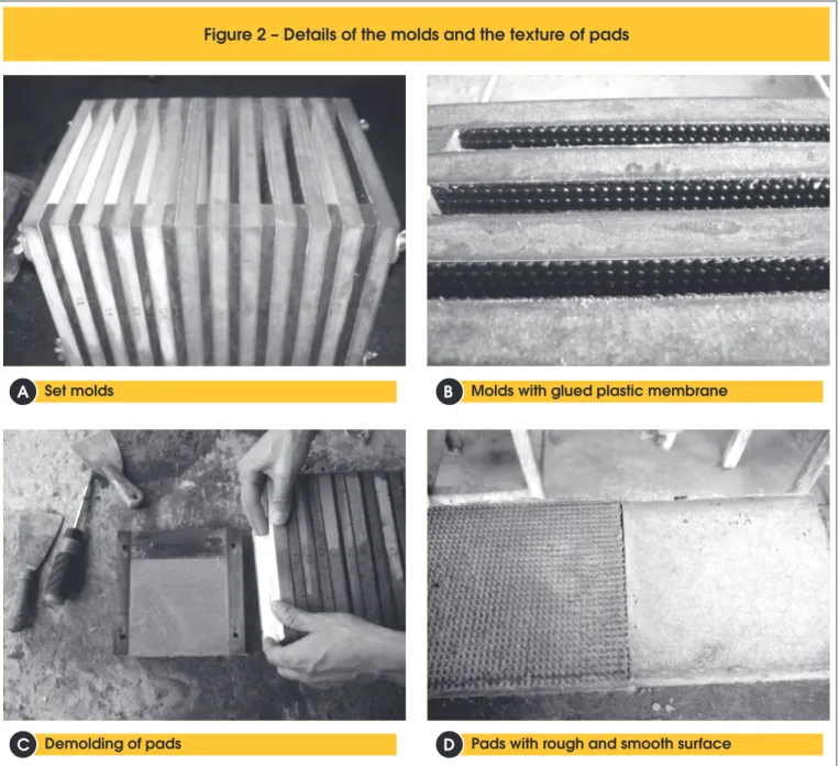 Figure 2 – Details of the molds and the texture of pads