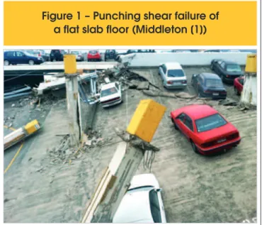 Figure 1 – Punching shear failure of  a flat slab floor (Middleton [1])