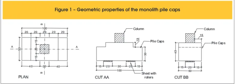 Figure 1 – Geometric properties of the monolith pile caps