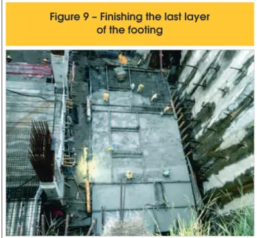Fig. 8 shows the temperature readings obtained in both layers  during the two footing construction events.