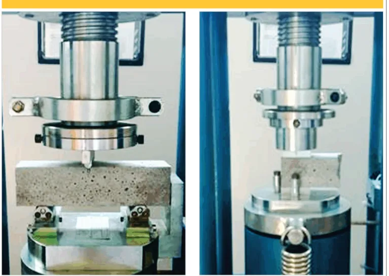Figure 9 – Testing of prismatic mortar specimen by simple flexion and by compression