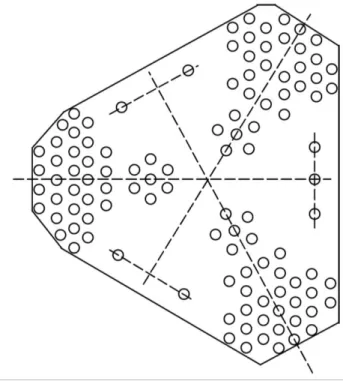 Figura 2.3. Disposição das estacas no radier (Katzenbach et al., 1994)  2.1.2  MECANISMOS DE INTERAÇÃO EM RADIERS ESTAQUEADOS 