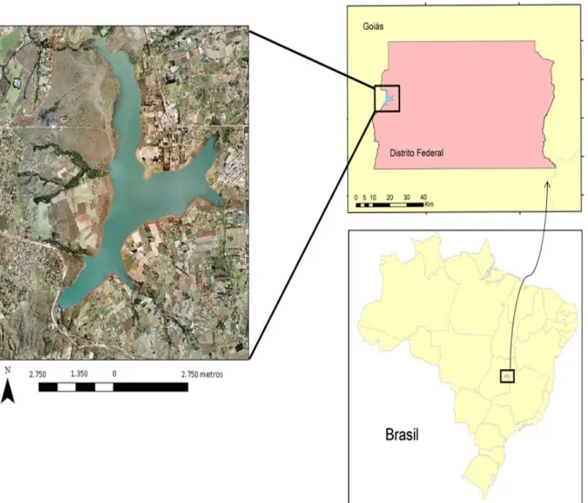 Figura 4.3 Localização da Área de Estudo: reservatório do Descoberto (DF/GO). 