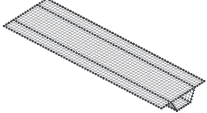 Table 2 Deck properties A 4.56 m² Ix 3.52 m 4 Iy 28.88 m 4 It 6.68 m 4 E 2.38x10 10 N/m² m 11169.84 kg/m Ir x 39273.16 kg m² Ir y 1134090.97 kg m² Figure 7