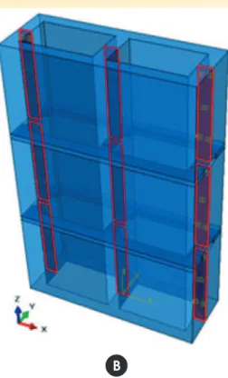 Figure 18ab presents the minimum principal stress state that was act- act-ing in the blocks at the time of the rupture, for the models PO e PA.
