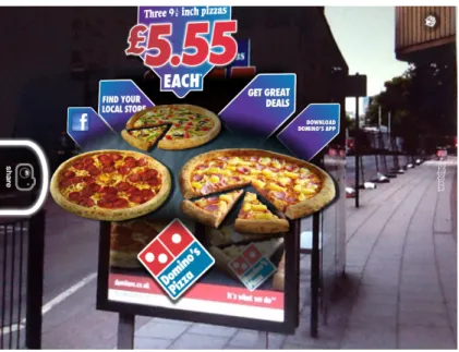 Figura 5: Cartazes com QR codes permitiam a encomenda de pizzas  na rua  