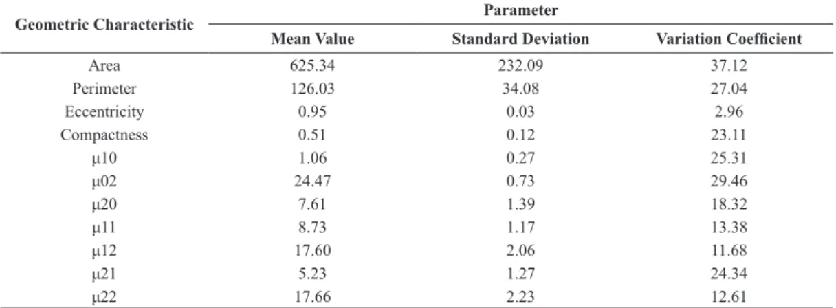 Table 2. Mean value, Standard Deviation and Variation Coeficient used to design the geometric ilter in the post-processing step.