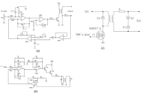 Figure 4. Transformer based circuits [(a) extracted from Cheng et al. (2004), (b) extracted from Velloso and Souza (2007), and (c) extracted from  Chen et al