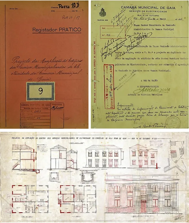 Figura 6 - Documentos referentes ao projeto de ampliação do edifício dos Serviços Municipalizados de Eletricidade  da Câmara Municipal (1936) 