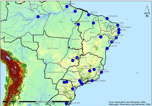Figura 1: Regiões Metropolitanas e Regiões de Desenvolvimento Econômico  institucionalizadas no Brasil em 2009