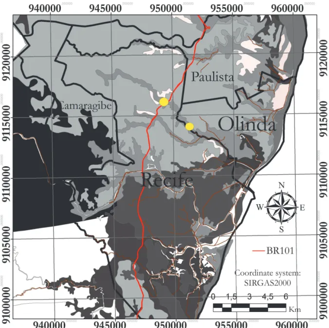 Figure 3. Study area location on Beberibe River banks on the border between Olinda and Recife