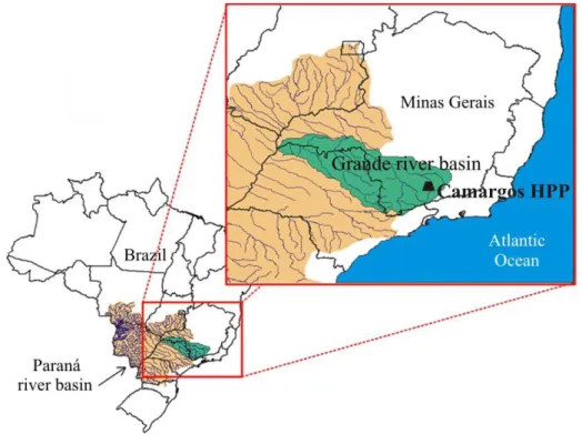 Figure 1. Location of  Camargos HPP. Adapted from FINEP (2007).