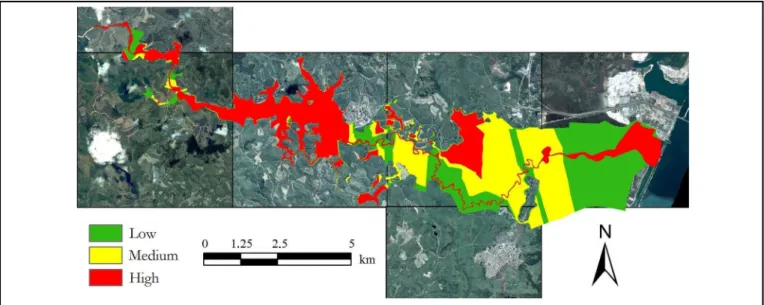 Figure 8 - Hazard indicator map as a result of  looding for the 100-year return period: indicator Intensity