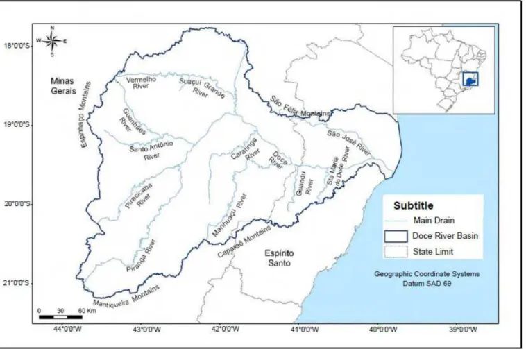 Figure 1. Map of  the Doce River Basin. Adapted from Consórcio Ecoplan Lume (2010).