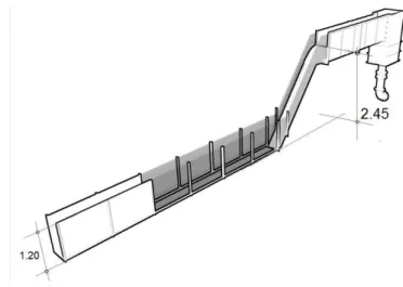 Figure 1. Schematic of  the stepped spillway and the stilling basin.