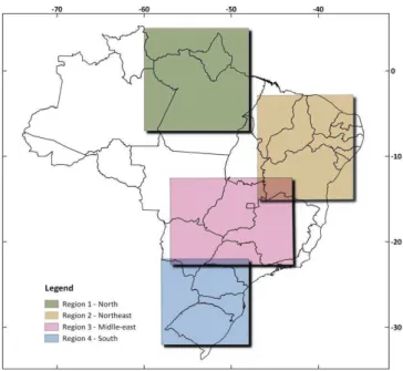 Figure 4. Areas of  study for 4 different regions of  Brazil.