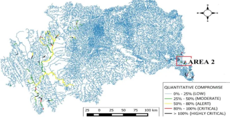 Figure 9. Qualitative potential water use index – considering only discharge users.