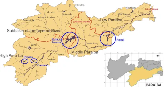 Figure 1. Paraiba river basin with its main reservoirs. Source: AESA (2007).
