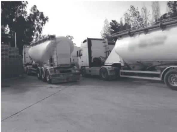 Figure 3. Cement silo trucks waiting to load.