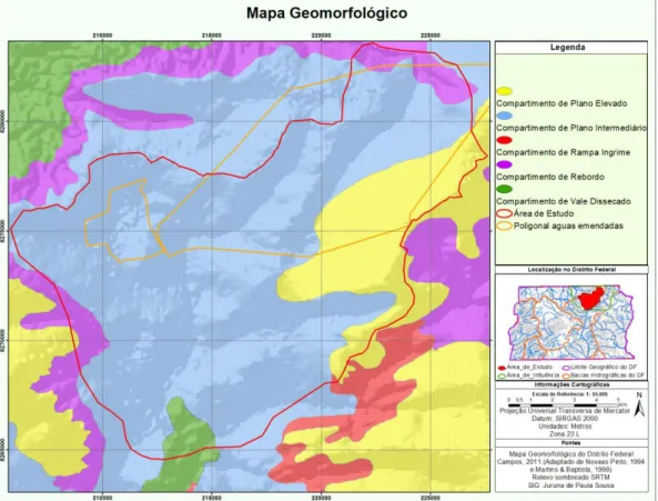Figura 2.3 - Mapa Geomorfológico da área de estudo. 