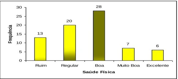 Figura  6  Estado  da  saúde  física,  segundo  os  pacientes  do  CAPS  de  Palmas  que  responderam ao questionário da pesquisa